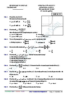 Kiểm tra giữa học kì I môn Toán  Khối 12 - Mã đề thi 130